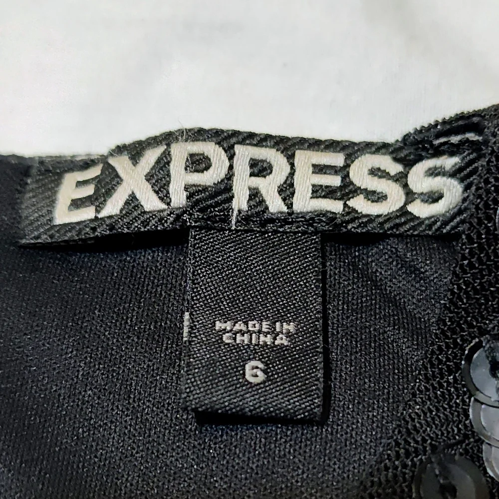 Express Black Sequin Long Sleeve Dress - Picture 7 of 7